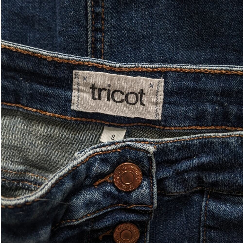 Tricot Long Denim Blue Fringe Hem Button Up Skirt Small - Picture 8 of 9